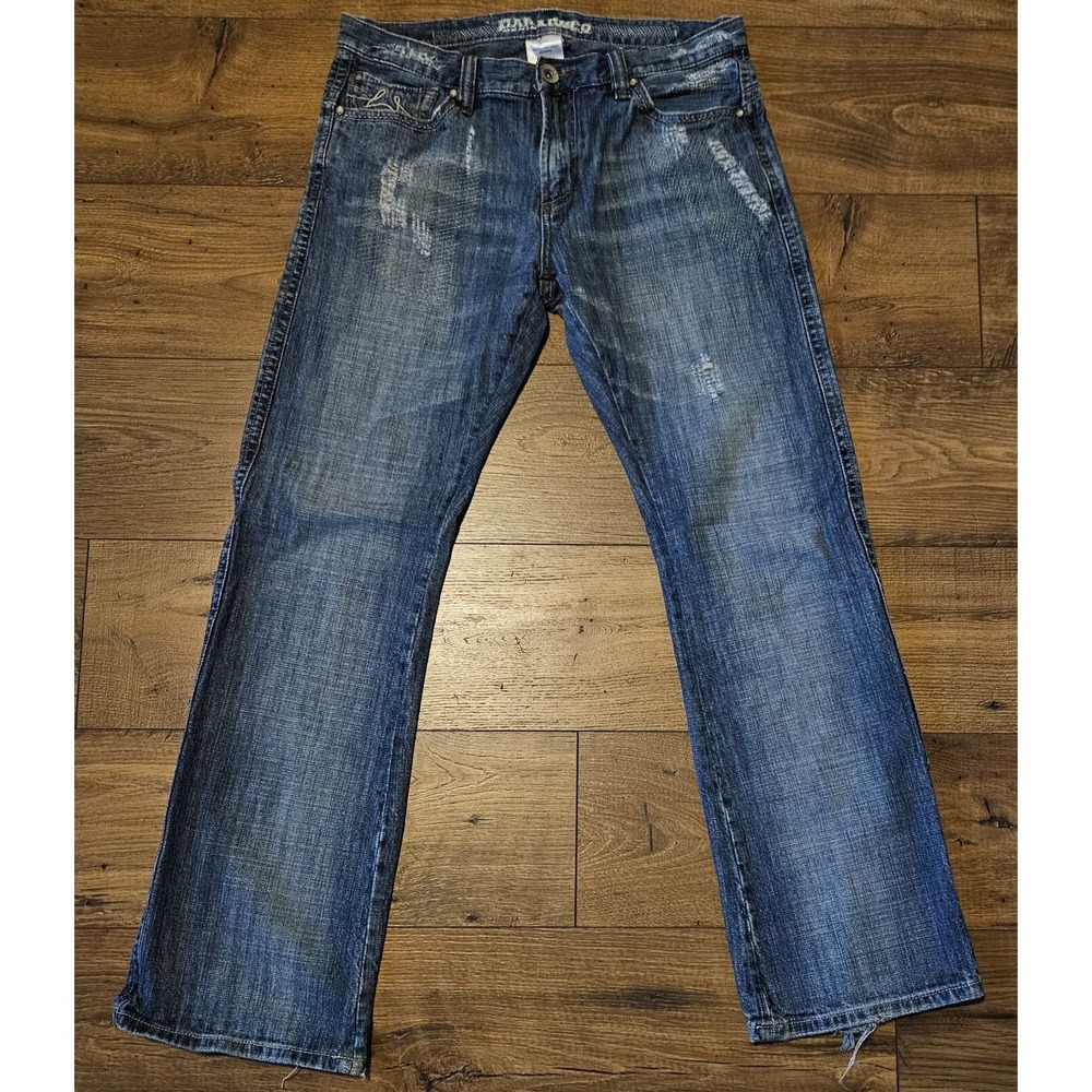 Parasuco Jeans Denim Size 34x34 Distressed Y2K Mens Holes Medium Wash Destroyed